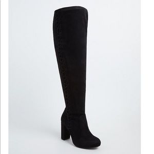 Torrid over the knee black faux  boots (WIDE)